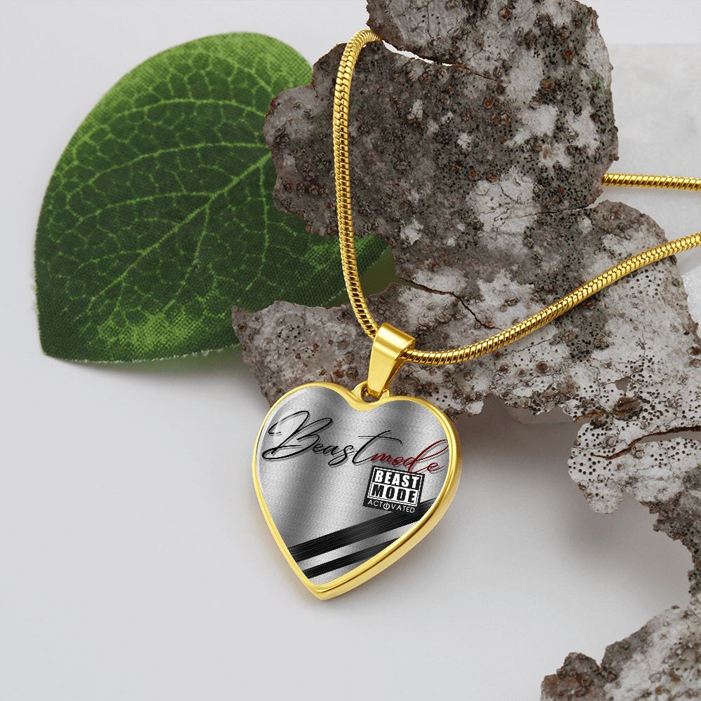 'BeastMode' Heart-Shaped Luxury Necklace **Engrave Option** Excellent Gift Idea