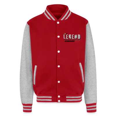 Just Hoods Heavyweight Letterman Jacket - red/heather grey