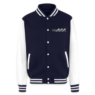 Just Hoods Heavyweight Letterman Jacket - navy/white