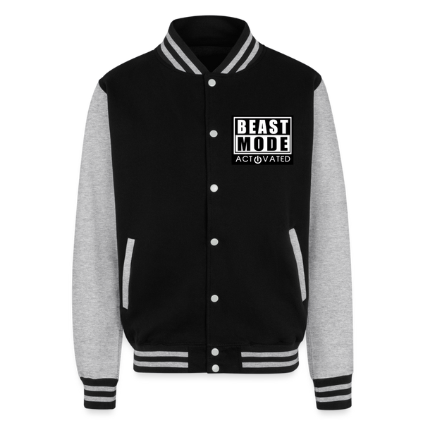 Just Hoods Heavyweight Letterman Jacket - black/heather grey