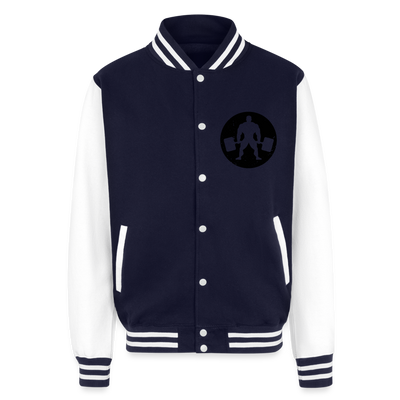 Just Hoods Heavyweight Letterman Jacket - navy/white