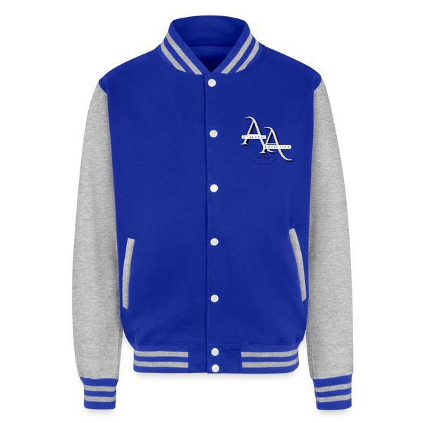 Just Hoods Heavyweight Letterman Jacket - royal/heather grey