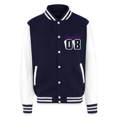 Just Hoods Heavyweight Letterman Jacket - navy/white