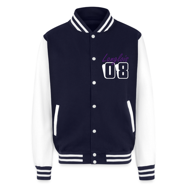 Just Hoods Heavyweight Letterman Jacket - navy/white