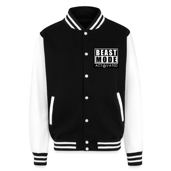 Just Hoods Heavyweight Letterman Jacket - black/white