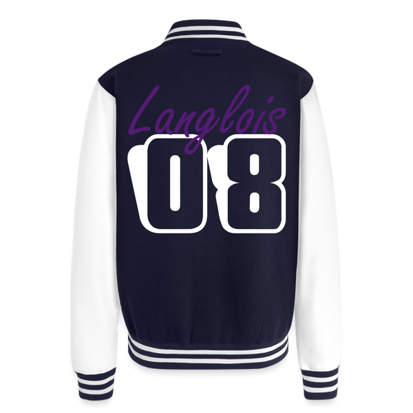 Just Hoods Heavyweight Letterman Jacket - navy/white