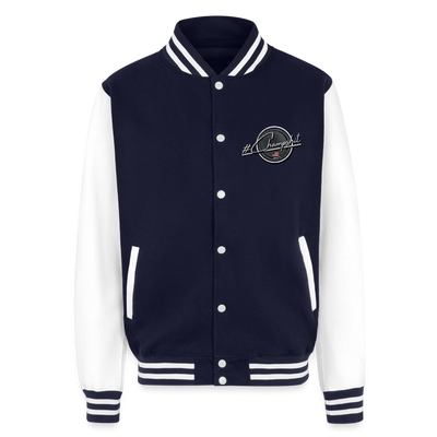 Just Hoods Heavyweight Letterman Jacket - navy/white