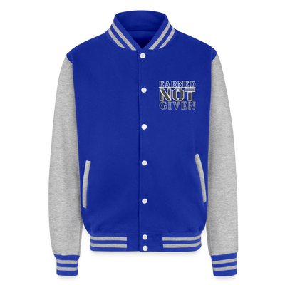 Just Hoods Heavyweight Letterman Jacket - royal/heather grey