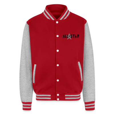 Just Hoods Heavyweight Letterman Jacket - red/heather grey