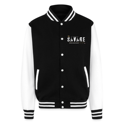 Just Hoods Heavyweight Letterman Jacket - black/white