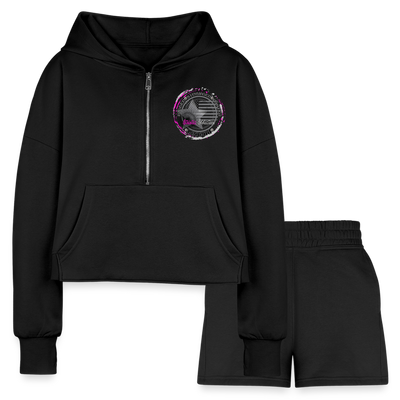 Women’s Cropped Hoodie & Jogger Short Set - black