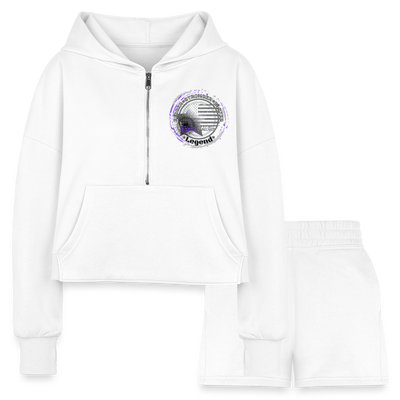 Women’s Cropped Hoodie & Jogger Short Set - white